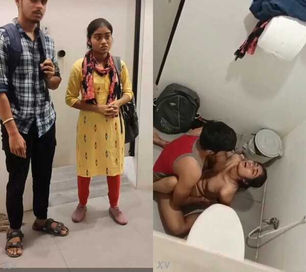 Beautiful horny lover couple xxx indian bf fucking public toilet